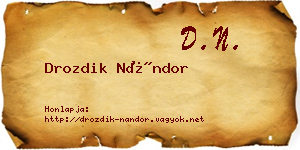 Drozdik Nándor névjegykártya